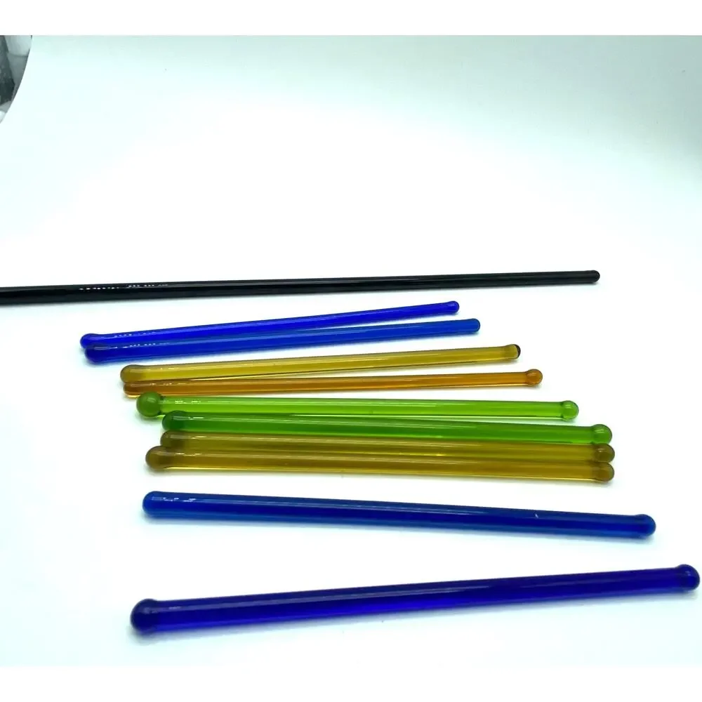 Glass Swizzle Sticks Cocktail Stirrer Glass Vintage Rods Bar Lot‎ Of 11